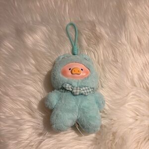 Lulu Pig Aqua Plush Piggy Keychain Charm